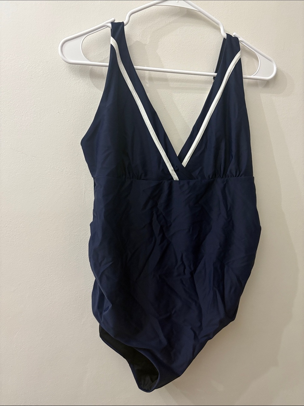 Seraphine Navy and White Trim Maternity Swimsuit - medium